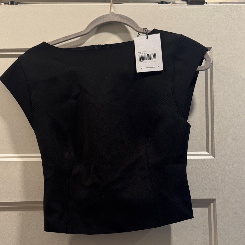 Princess Polly Black Cap-Sleeve Structured Top